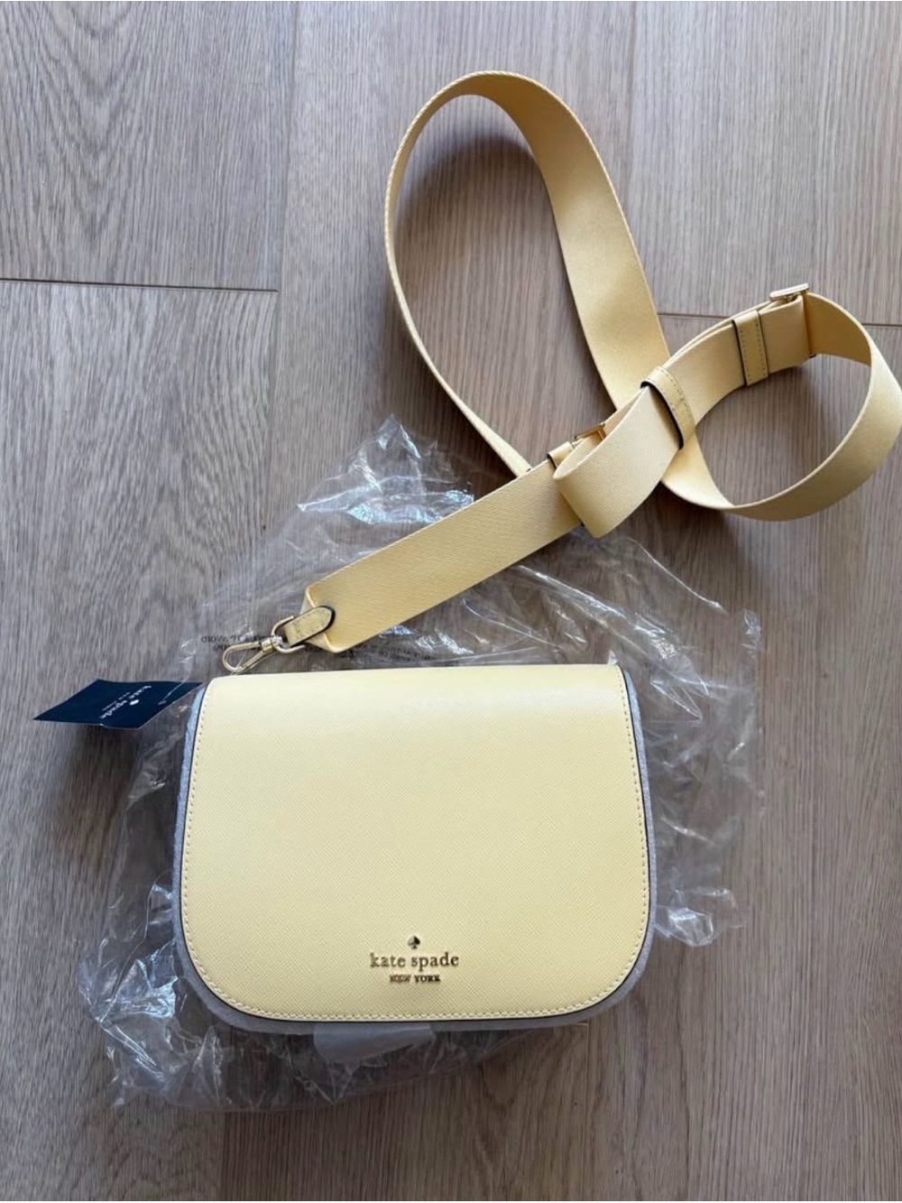 kate spade Pale Yellow Crossbody Bag with Gold Hardware